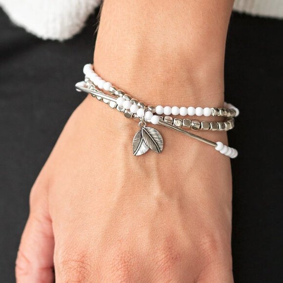 paparazzi Jewelry - Paparazzi Jewelry Accessories - Desert Wanderer - White Bracelet - Vintage